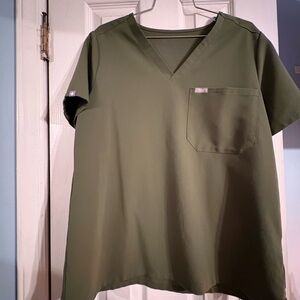 Figs Olive Green V-neck Scrub Top